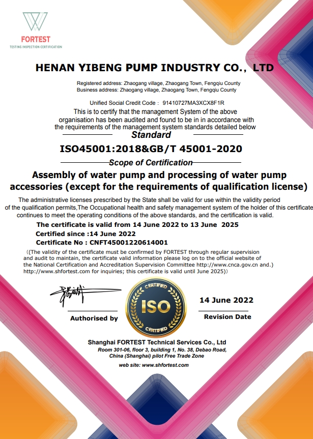 中文ISO45001河南一泵泵业有限公司（盖章）